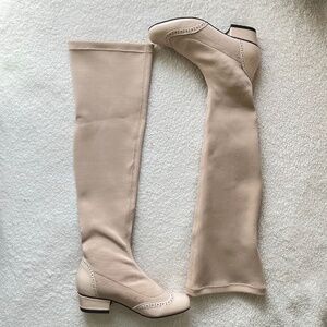 Bait Retro Stretchy Pull On Socks Thigh High Over the Knee Boots cCream Pink